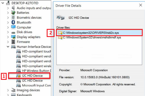 i2c hid device driver hp